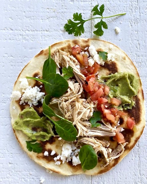 slow-cooked spiced chicken and green chiles tacos