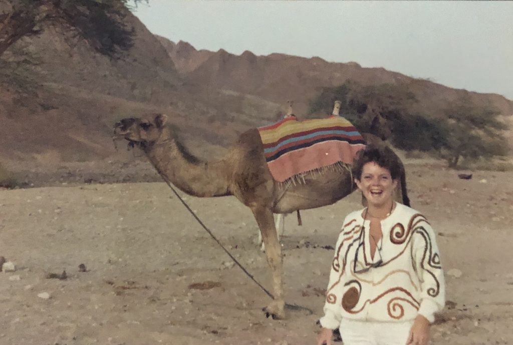 Maureen and a bedouin camel in the Negev. Israel, 1991