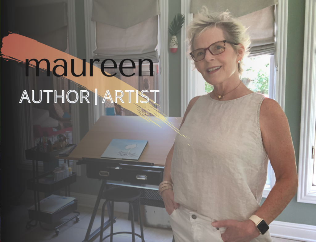 maureen c. berry standing in her home studio, author | artist